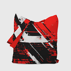 Сумка-шопер Diagonal black and white stripes on a red backgrou, цвет: 3D-принт