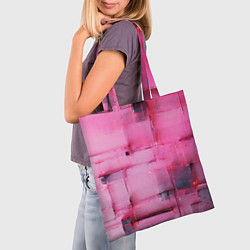 Сумка-шопер Чёрные пятна на розовом фоне абстракция, цвет: 3D-принт — фото 2