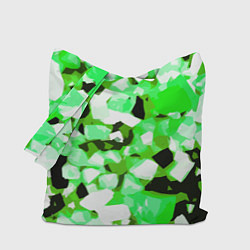 Сумка-шопер Green and white abstraction on a black background, цвет: 3D-принт