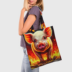 Сумка-шопер Свинка в огне, цвет: 3D-принт — фото 2