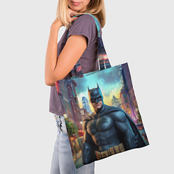 Сумка-шопер Бэтмен неоновый город, цвет: 3D-принт — фото 2