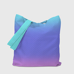 Сумка-шоппер Градиент бирюзово-розовый текстура в мелкий гороше