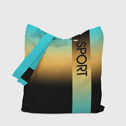 Сумка-шоппер Sport бирюзово-жёлто-чёрный градиент с полосой
