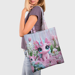 Сумка-шопер Милая маленькая единорожка, цвет: 3D-принт — фото 2