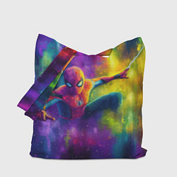 Сумка-шопер Человек - паук радужные краски, цвет: 3D-принт