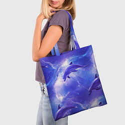 Сумка-шопер Дельфины в волшебном море паттерн, цвет: 3D-принт — фото 2