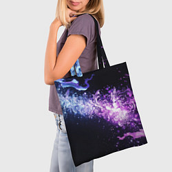 Сумка-шопер Фиолетово-синяя абстрактная волна, цвет: 3D-принт — фото 2