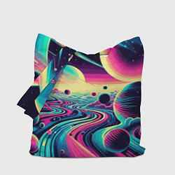Сумка-шопер Неоновый разноцветный космос, цвет: 3D-принт