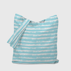 Сумка-шопер Бело-голубой полосатый паттерн, цвет: 3D-принт