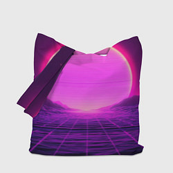 Сумка-шопер Синтвейв ретровейв неоновый узор и солнце, цвет: 3D-принт