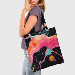 Сумка-шопер Розовая текстура в черном, цвет: 3D-принт — фото 2