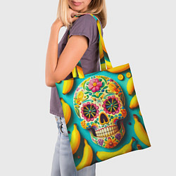 Сумка-шопер Череп и бананы - летняя композиция, цвет: 3D-принт — фото 2