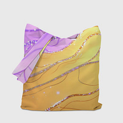 Сумка-шопер Фиолетово-золотая текстура с блестяшками, цвет: 3D-принт