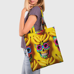 Сумка-шопер Мексиканские черепа и бананы - паттерн, цвет: 3D-принт — фото 2