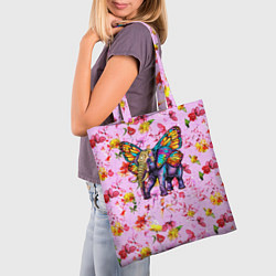 Сумка-шопер Слон с крыльями бабочки, цвет: 3D-принт — фото 2