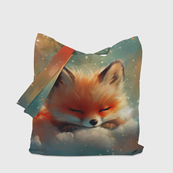 Сумка-шопер Лисенок спит на облаке, цвет: 3D-принт