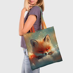 Сумка-шопер Лисенок спит на облаке, цвет: 3D-принт — фото 2