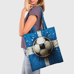 Сумка-шопер Футбольный мяч на синем, цвет: 3D-принт — фото 2