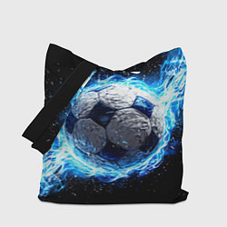 Сумка-шоппер Футбольный мяч в синем пламени