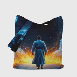 Сумка-шоппер Айкидоист в огне и синий дым