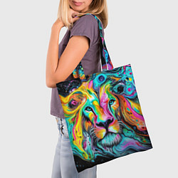Сумка-шопер Абстрактная морда льва - яркие психоделические цве, цвет: 3D-принт — фото 2