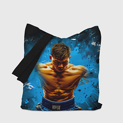 Сумка-шоппер Тайский боксер на синем