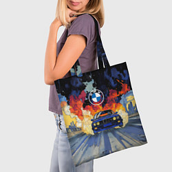 Сумка-шопер Синяя БМВ за огнем, цвет: 3D-принт — фото 2