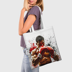 Сумка-шопер Тайский боксер на белом, цвет: 3D-принт — фото 2