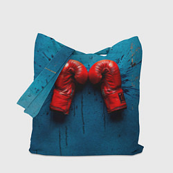 Сумка-шопер Бойцовские перчатки на синем, цвет: 3D-принт