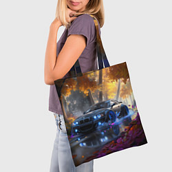 Сумка-шопер BMW синие неоновые фары, цвет: 3D-принт — фото 2