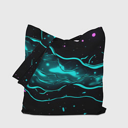 Сумка-шопер Голубые неоновые волны текстура, цвет: 3D-принт