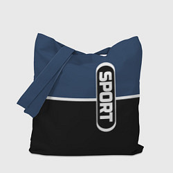 Сумка-шопер Sport сине-чёрный с полосой, цвет: 3D-принт