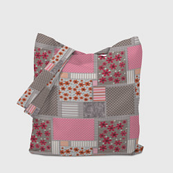 Сумка-шоппер Розово-серые разноцветные лоскуты