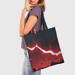 Сумка-шопер Красная молния на черной текстуре, цвет: 3D-принт — фото 2
