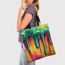 Сумка-шопер Зелено-оранжевая клякса, цвет: 3D-принт — фото 2