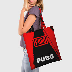 Сумка-шопер PUBG - red gradient по-центру, цвет: 3D-принт — фото 2