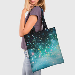 Сумка-шопер Бирюзовые блестки фон, цвет: 3D-принт — фото 2