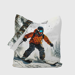 Сумка-шоппер Лыжник зимой в лесу