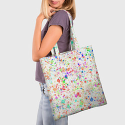 Сумка-шопер Белый с разноцветными брызгами, цвет: 3D-принт — фото 2
