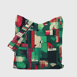 Сумка-шоппер Абстракция красно-зелёный геометричный