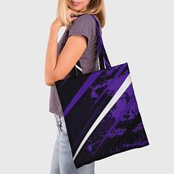 Сумка-шопер Color black purple line, цвет: 3D-принт — фото 2