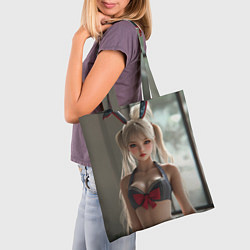 Сумка-шопер Девушка блондинка с ушками зайца, цвет: 3D-принт — фото 2