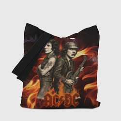 Сумка-шоппер ACDC на фоне огня