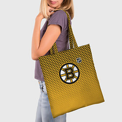 Сумка-шопер Бостон Брюинз - паттерн треугольников, цвет: 3D-принт — фото 2