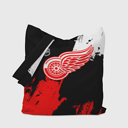 Сумка-шоппер Детройт Ред Уингз - брызги краска на черном фоне