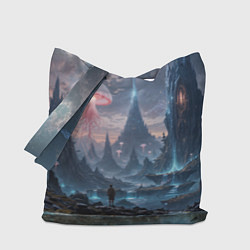 Сумка-шоппер Фантастический мир с медузами и озеро у гор