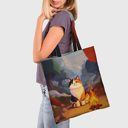 Сумка-шопер Котик в кубическом мире, цвет: 3D-принт — фото 2