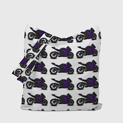 Сумка-шопер The motorcycle is dark purple, цвет: 3D-принт