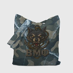 Сумка-шопер ВМФ волк на камуфляже, цвет: 3D-принт