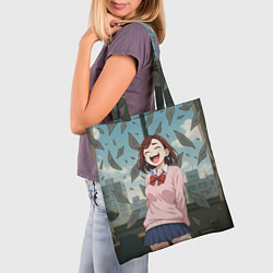 Сумка-шопер Сиратори Айра смеется - Дандадан, цвет: 3D-принт — фото 2